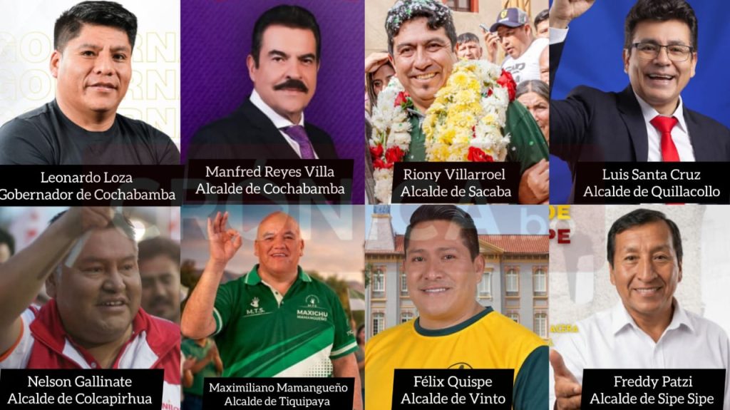 Rostros de las autoridades electas del eje metropolitano en un collage, junto al gobernador Leonardo Loza. CRÓNICA